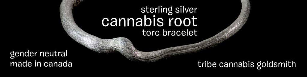 cannabis root torc bracelet sterling silver