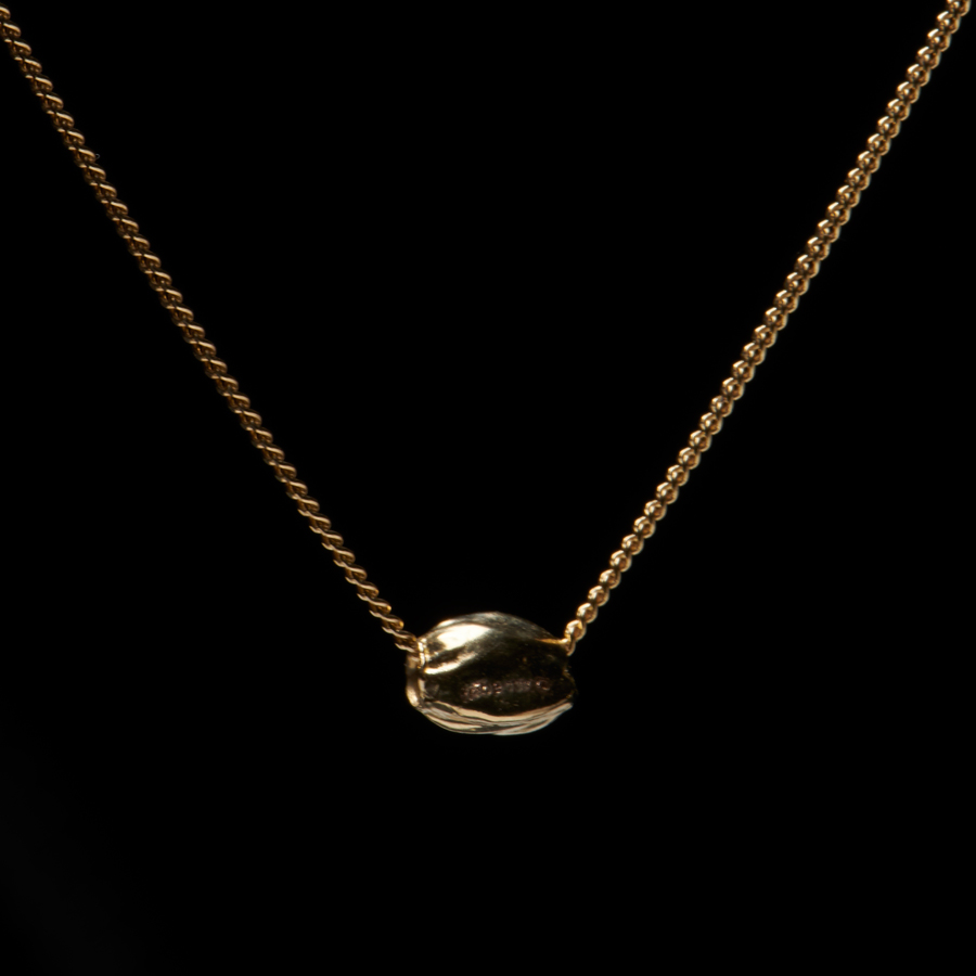 10K GOLD CANNABIS SEED SLIDER AND CHAIN