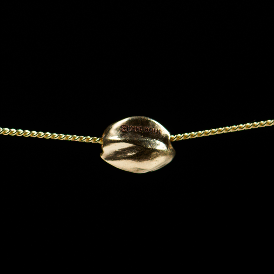 14K GOLD CANNABIS SEED SLIDER AND CHAIN